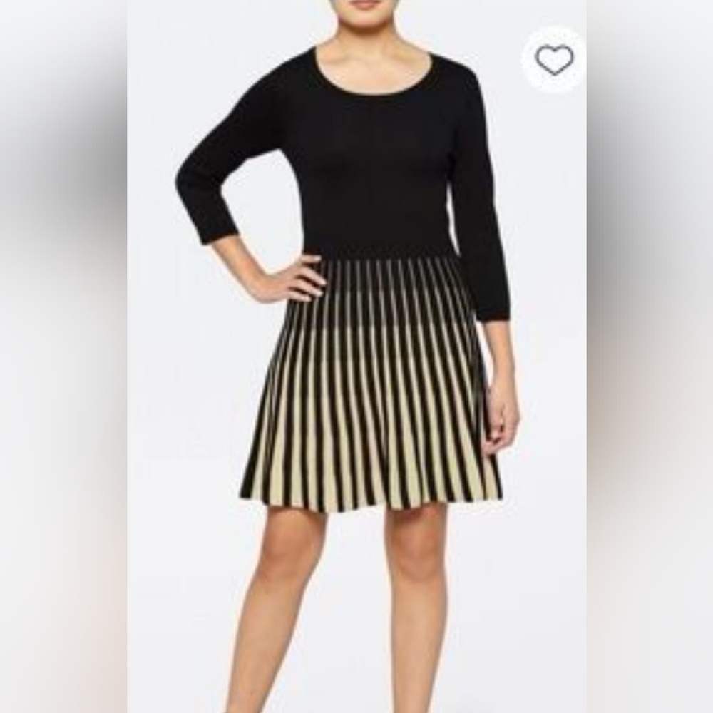 Fortune + Ivy open back detail Sweater Dress, metallic gold and black
